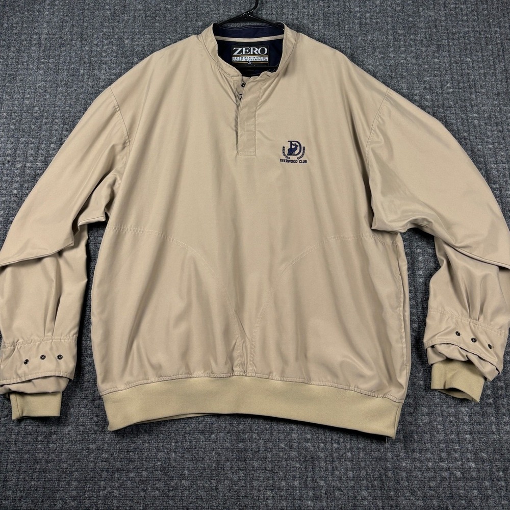 VTG Zero Restriction Golf Windbreaker Jacket Deerwood Club Tan XL Made in USA